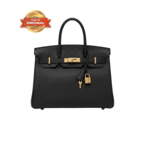 Hermes Birkin Top Handle Bag 11.8in/ 30cm Black Gold Hardware For Women