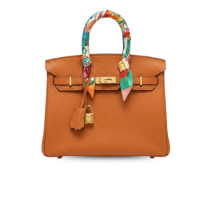 Hermes Birkin Top Handle Bag 11.8in/ 30cm Orange Semi Handstitched Gold Hardware For Women