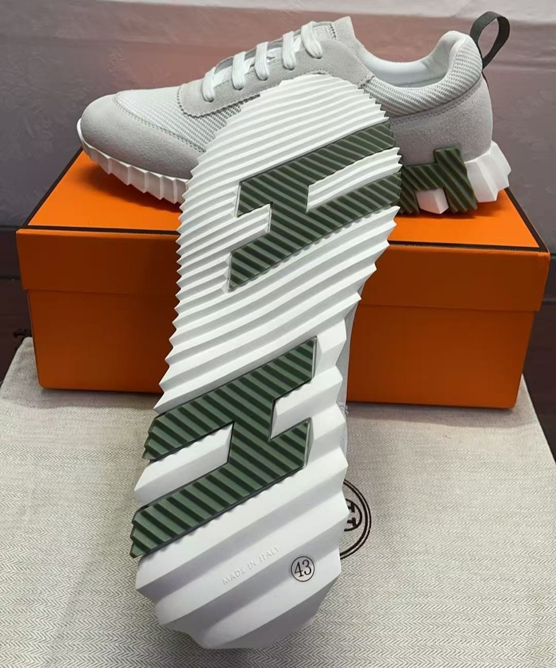 Hermes Bouncing Sneakers White For Men