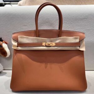 Alternative view of Hermes Brikin 35 Top Handle Bag 13.8in/ 35cm Brown Gold Hardware For Women