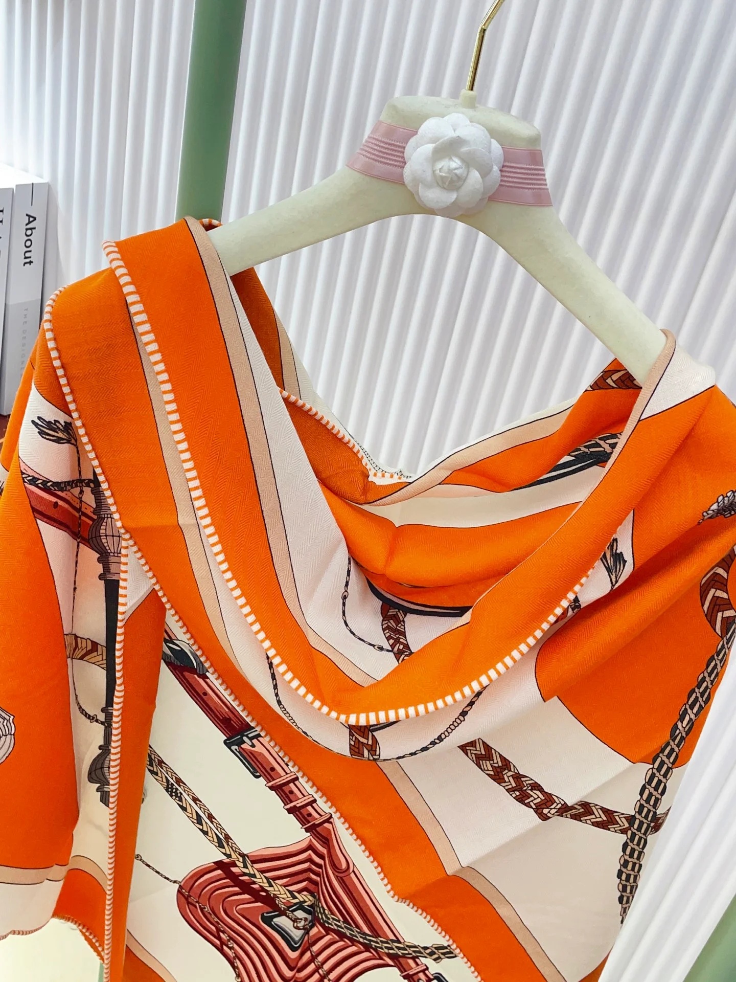 Hermes Clic-Clac Triangle Scarf Orange Cuit  For Women H361662S 03