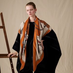 Alternative view of Hermes Clic-Clac Triangle Scarf Orange Cuit  For Women H361662S 03