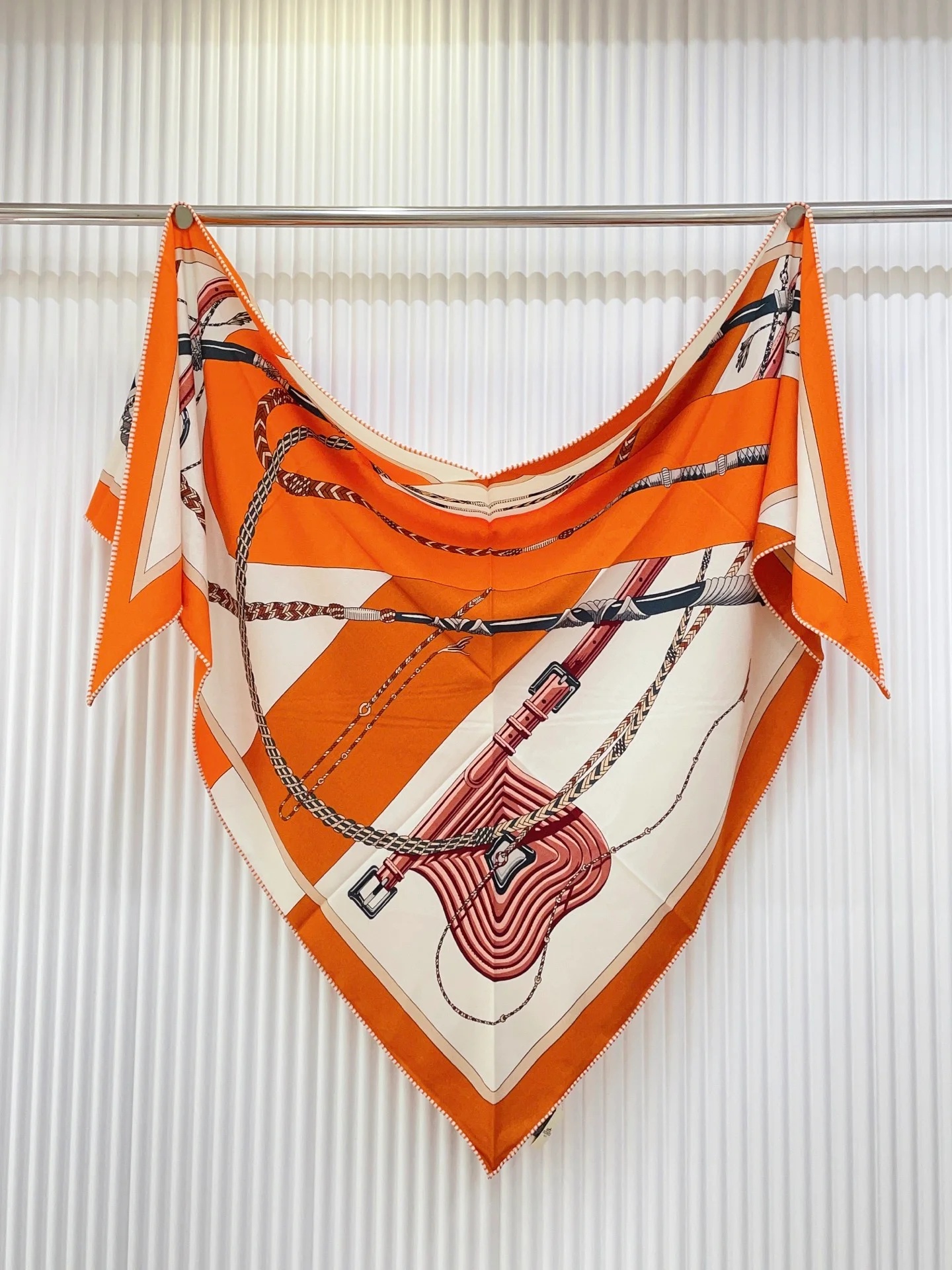 Hermes Clic-Clac Triangle Scarf Orange Cuit  For Women H361662S 03