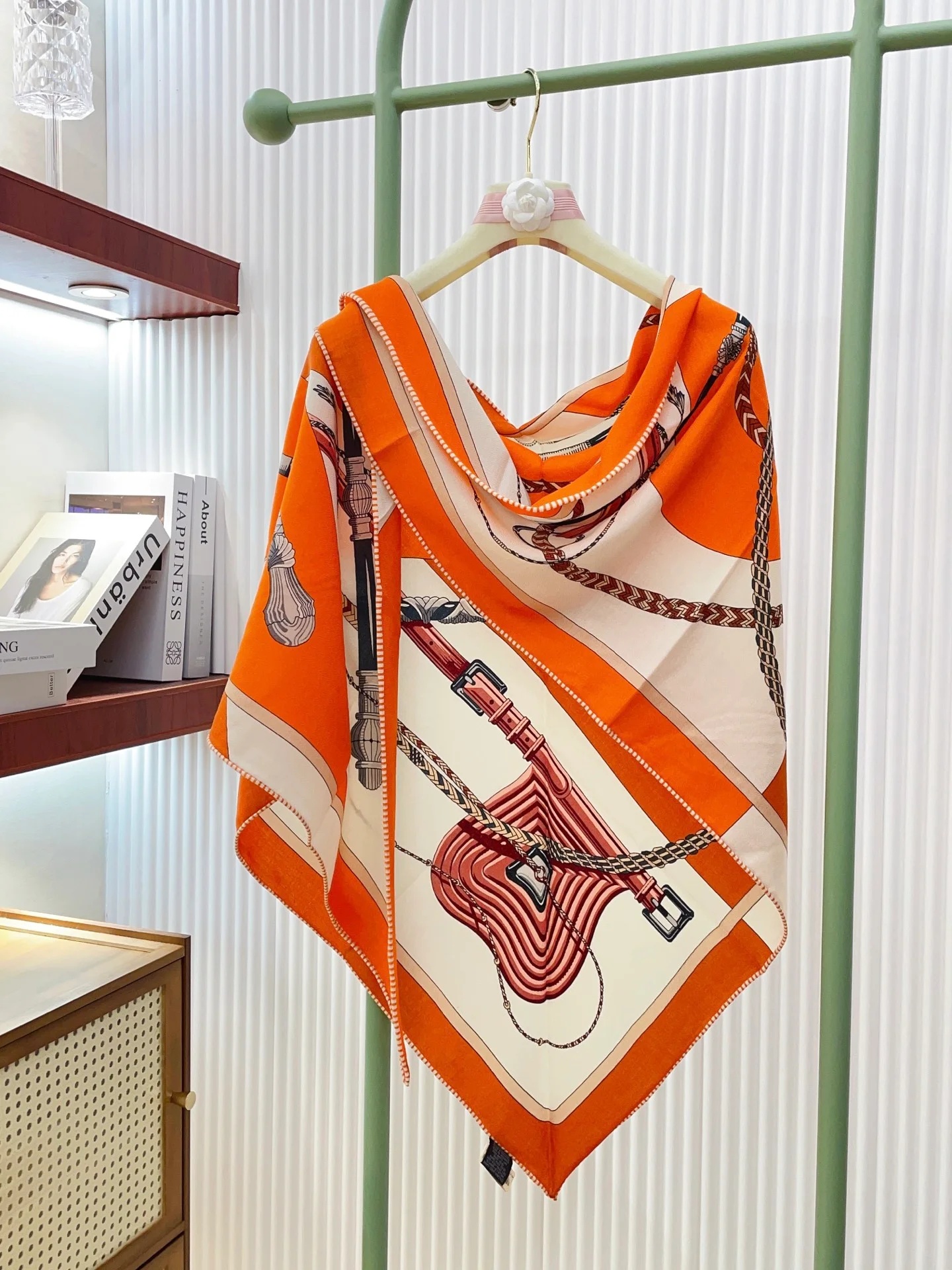 Hermes Clic-Clac Triangle Scarf Orange Cuit  For Women H361662S 03