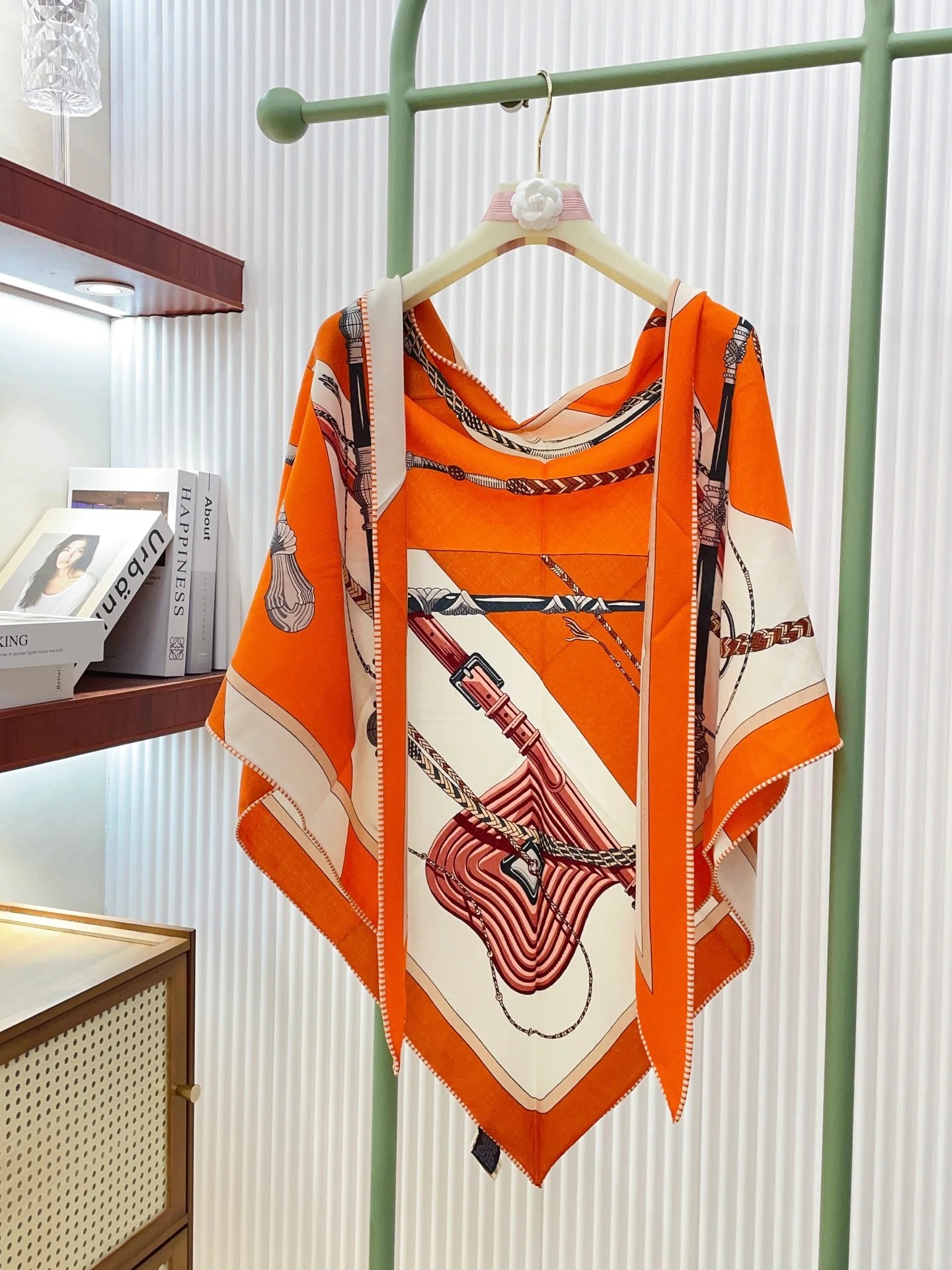 Hermes Clic-Clac Triangle Scarf Orange Cuit  For Women H361662S 03