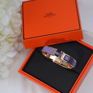 Alternative view of Hermes Clic Enameled H Bracelet Purple For Women