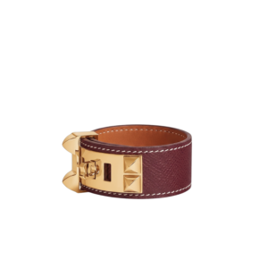 Hermes Collier De Chien 24 Bracelet Burgundy Gold Hardware For Women