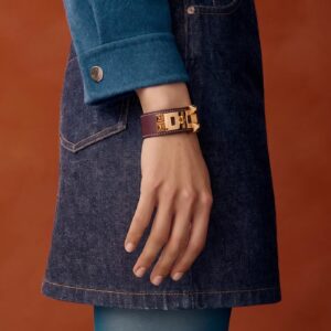 Alternative view of Hermes Collier De Chien 24 Bracelet Burgundy Gold Hardware For Women