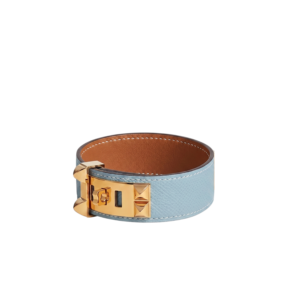 Hermes Collier De Chien 24 Bracelet Light Blue Gold Hardware For Women