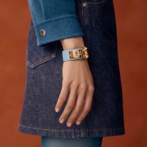 Alternative view of Hermes Collier De Chien 24 Bracelet Light Blue Gold Hardware For Women