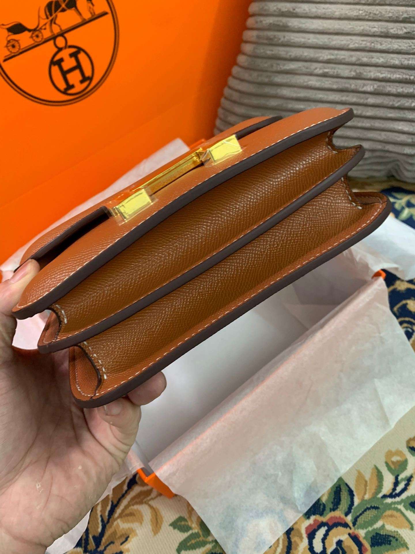 Hermes Constance 18 Crossbody Bag 7.1in/ 18cm Brown Gold Hardware For Women