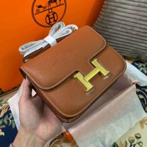 Hermes Constance 18 Crossbody Bag 7.1in/ 18cm Brown Gold Hardware For Women
