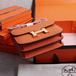 Alternative view of Hermes Constance 18 Crossbody Bag 7.1in/ 18cm Orange Gold Hardware For Women