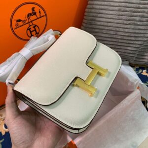 Hermes Constance 18 Crossbody Bag 7.1in/ 18cm White Gold Hardware For Women