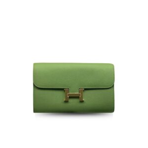 Hermes Constance To Go Long Wallet 8.3in/ 21cm Green Gold Hardware Bag For Women