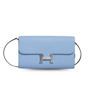 Hermes Constance To Go Long Wallet 8.3in/ 21cm Light Blue Silver Hardware Bag For Women