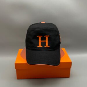 Alternative view of Hermes Davis H Primavera Cap Black Hermes Cap