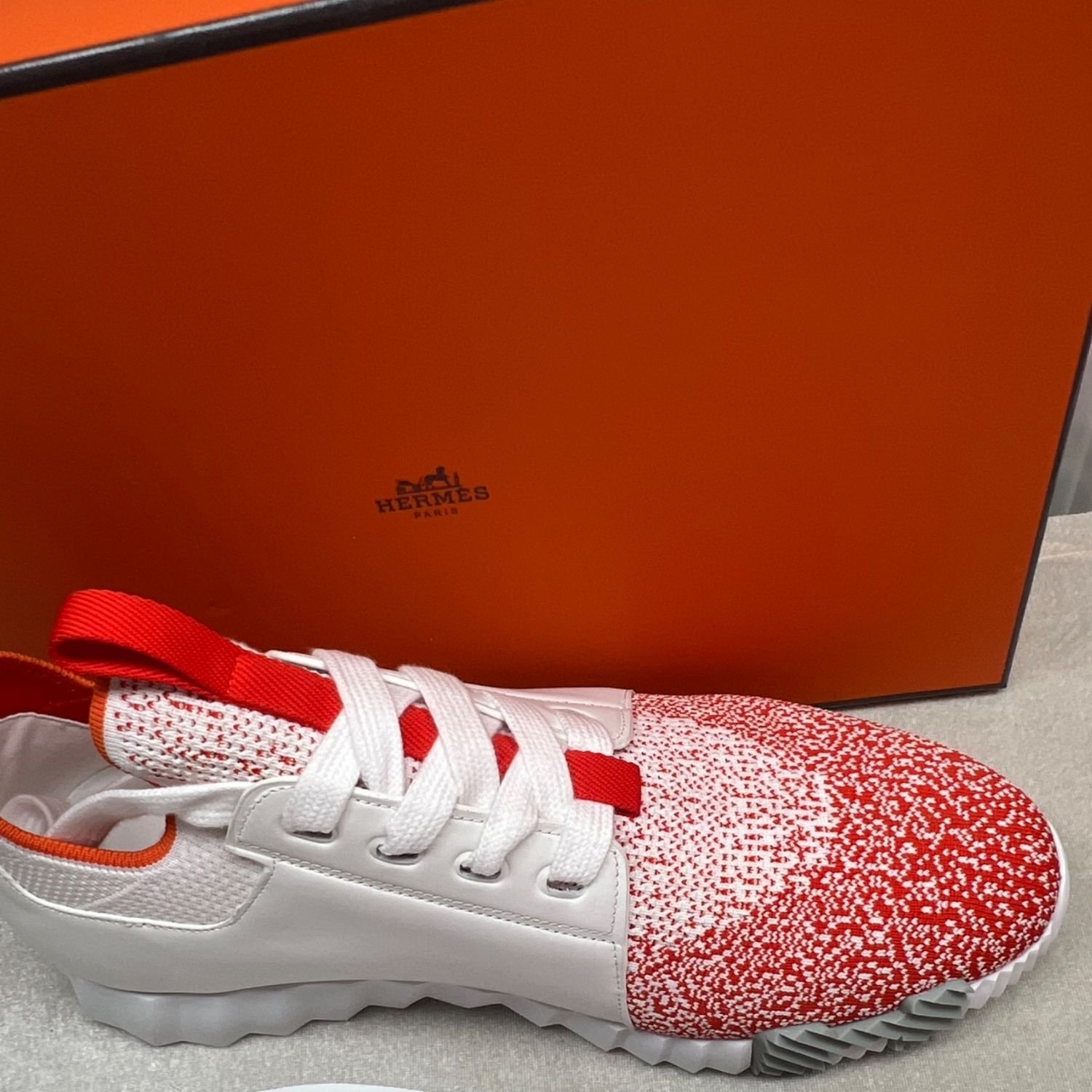 Hermes Depart Slip-On Sneakers Orange/ Blanc For Men H231778ZHH5420