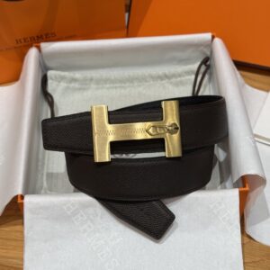 Alternative view of Hermès “H-Zip” 38mm Reversible Belt Dark Brown & Black