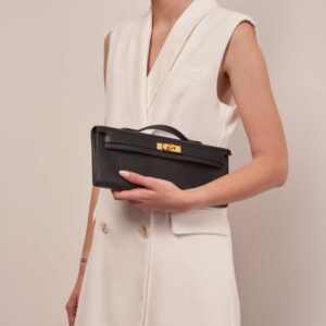 Alternative view of Hermes Kelly Cut Clutch Top Handle 12.2in/ 31cm Black Swift Gold Hardware For Women
