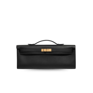 Hermes Kelly Cut Clutch Top Handle 12.2in/ 31cm Black Swift Gold Hardware For Women