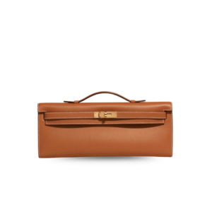 Hermes Kelly Cut Clutch Top Handle 12.2in/ 31cm Brown Swift Gold Hardware For Women