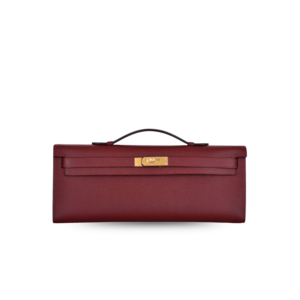 Hermes Kelly Cut Clutch Top Handle 12.2in/ 31cm Burgundy Epsom Gold Hardware For Women