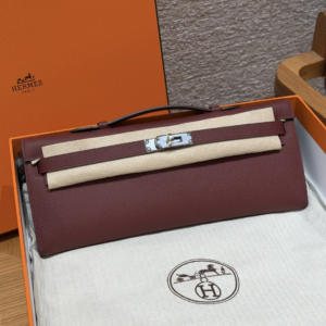Alternative view of Hermes Kelly Cut Clutch Top Handle 12.2in/ 31cm Burgundy Epsom Silver Hardware For Women