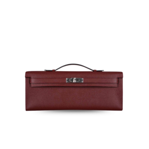 Hermes Kelly Cut Clutch Top Handle 12.2in/ 31cm Burgundy Epsom Silver Hardware For Women