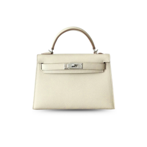 Hermes Kelly Mini Top Handle Bag 7.5in/ 19cm Craie Epsom Palladium Hardware For Women