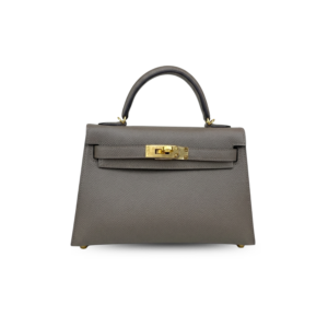 Hermes Kelly Mini Top Handle Bag 7.5in/ 19cm Dark Grey Epsom Gold Hardware For Women