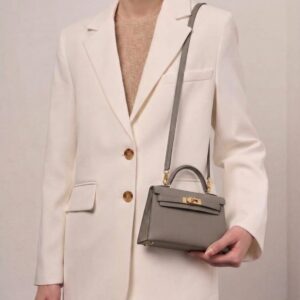 Alternative view of Hermes Kelly Mini Top Handle Bag 7.5in/ 19cm Dark Grey Epsom Gold Hardware For Women