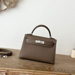 Alternative view of Hermes Kelly Mini Top Handle Bag 7.5in/ 19cm Etoupe Epsom Palladium Hardware For Women