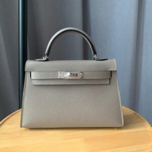 Alternative view of Hermes Kelly Mini Top Handle Bag 7.5in/ 19cm Light Grey Epsom Palladium Hardware For Women
