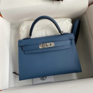 Alternative view of Hermes Kelly Mini Top Handle Bag 7.5in/ 19cm Navy Epsom Palladium Hardware For Women