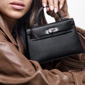 Alternative view of Hermes Kelly Mini Top Handle Bag 7.5in/ 19cm Noir Epsom Palladium Hardware For Women
