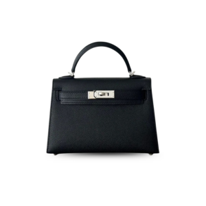 Hermes Kelly Mini Top Handle Bag 7.5in/ 19cm Noir Epsom Palladium Hardware For Women