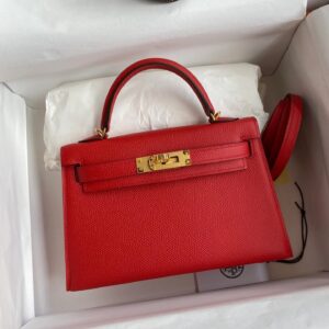 Alternative view of Hermes Kelly Mini Top Handle Bag 7.5in/ 19cm Rouge Epsom Gold Hardware For Women