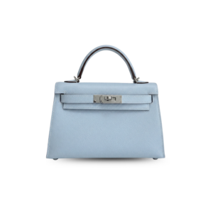 Hermes Kelly Mini Top Handle Bag 7.5in/ 19cm Sky Blue Epsom Palladium Hardware For Women