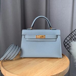 Alternative view of Hermes Kelly Mini Top Handle Bag 7.5in/ 19cm Sky Blue Epsom Gold Hardware For Women