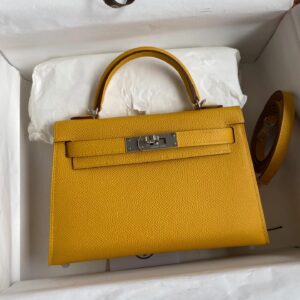 Alternative view of Hermes Kelly Mini Top Handle Bag 7.5in/ 19cm Yellow Epsom Palladium Hardware For Women