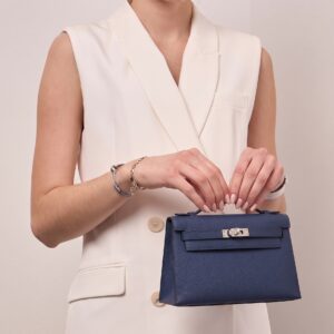 Alternative view of Hermes Kelly Pochette Top Handle Bag 8.7in/ 22cm Navy Epsom Palladium Hardware For Women