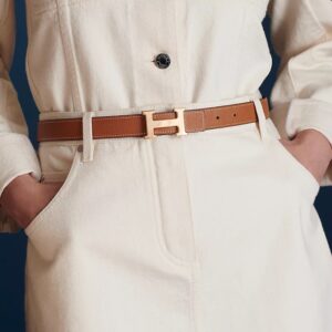 Alternative view of Hermes Mini H 24mm Reversible Belt Brown/ Blanc For Women H052150CADG065