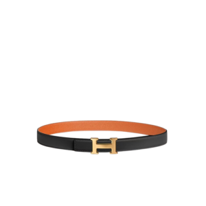 Hermes Mini H 24mm Reversible Belt Noir/ Orange For Women H052150CABW065