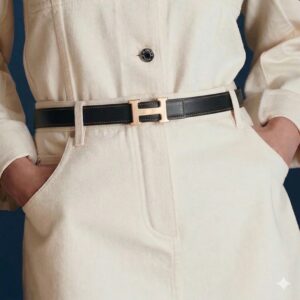 Alternative view of Hermes Mini H 24mm Reversible Belt Noir/ Orange For Women H052150CABW065