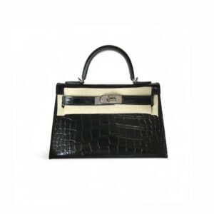 Hermes Mini Kelly 19 Black Silver Toned Hardware Bag For Women, Women's Handbags, Shoulder Bags 7.5in/19cm