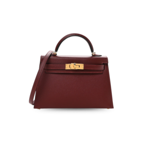 Hermes Mini Kelly Burgundy For Women Gold Toned Hardware 7.5in/19cm