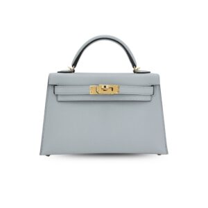 Hermes Kelly Mini Top Handle Bag  7.5in/ 19cm Bleu Glacier Gold Hardware For Women