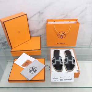 Hermes Oran Sandal Black/Silver For Women, Women’s Shoes H221106Z 01340