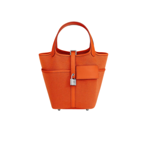 Hermes Picotin Lock 18 Pocket Top Handle Bag 7.1in/ 18cm Orange Silver Hardware For Women H083189CKAL
